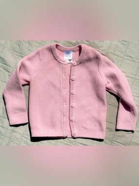 Hanna Andersson 3t Rose Blossom Pink Knit Button-Front Texture Cardigan Sweater